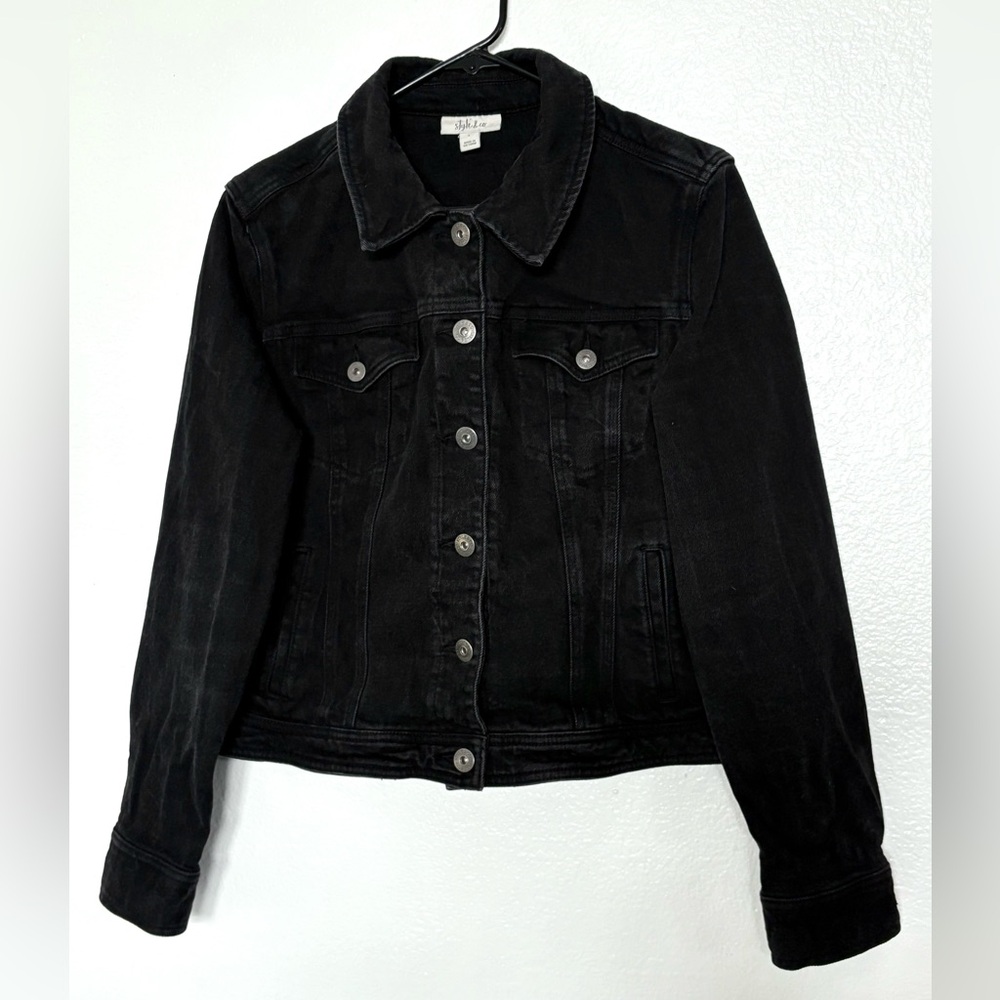 Style & Co. Black Denim Jean Jacket Size L
